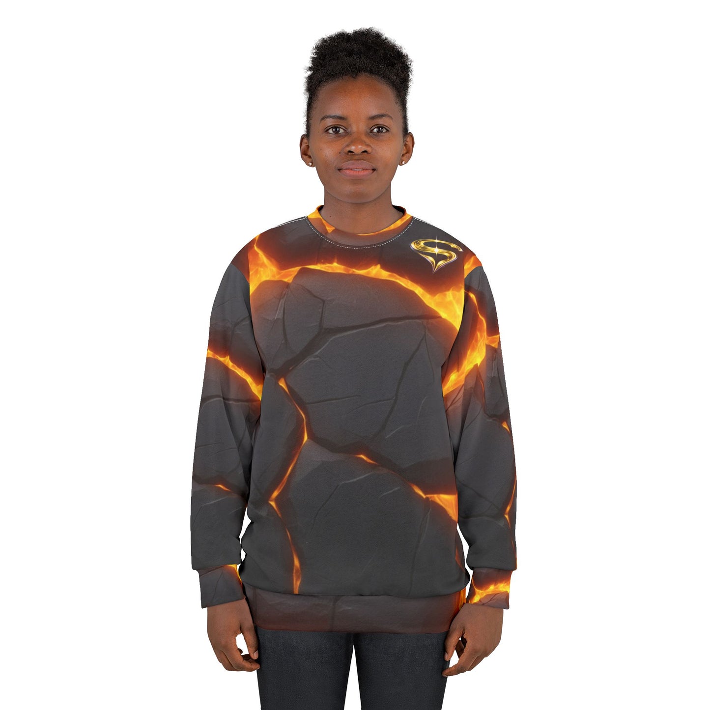 SPIRYLIT "Tectonic Fracture" Crewneck Sweatshirt | Magma Flow Edition