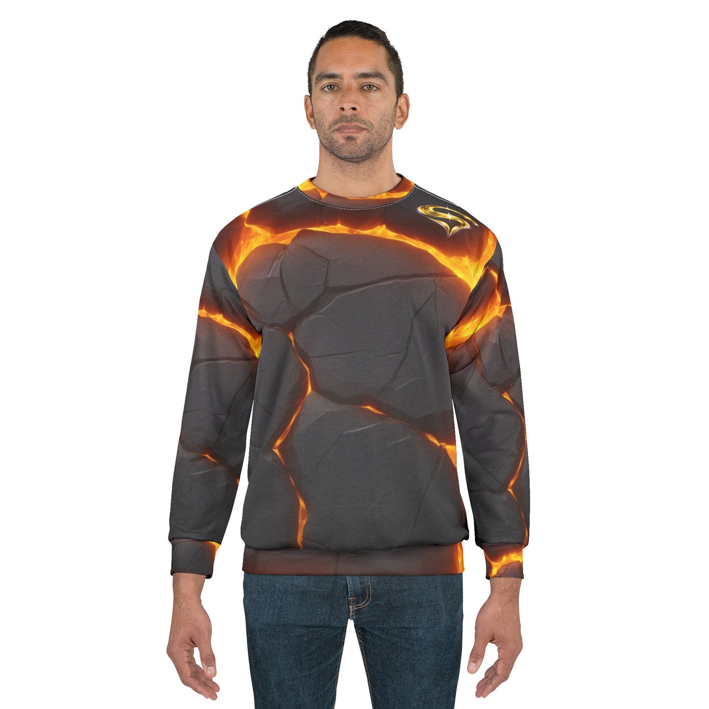 SPIRYLIT "Tectonic Fracture" Crewneck Sweatshirt | Magma Flow Edition