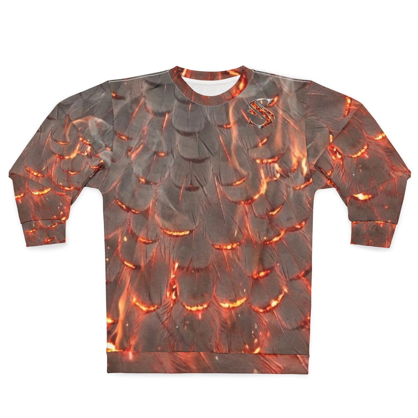 Seraphic Plumes™ Blue Heron Ember AOP Sweatshirt