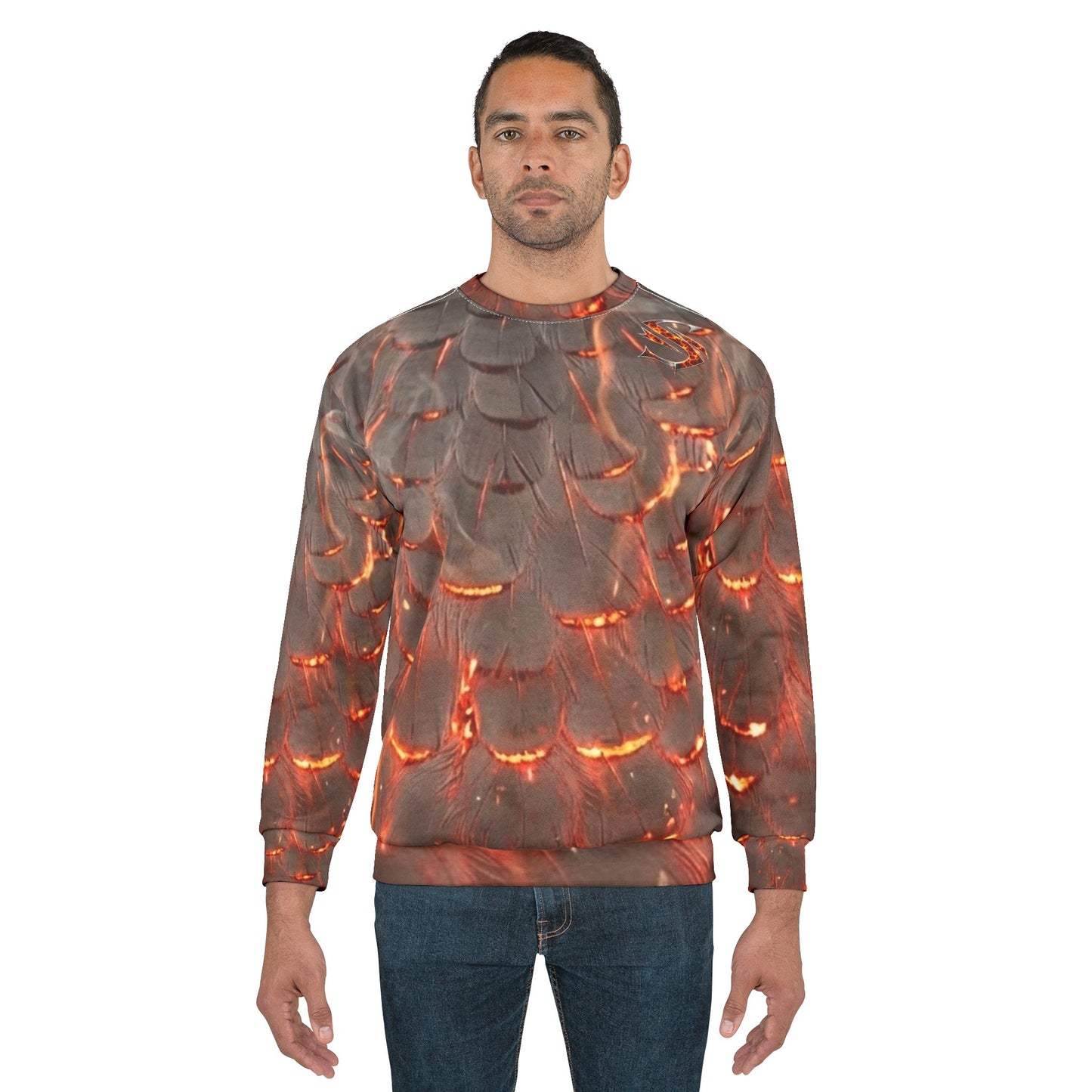 Seraphic Plumes™ Blue Heron Ember AOP Sweatshirt