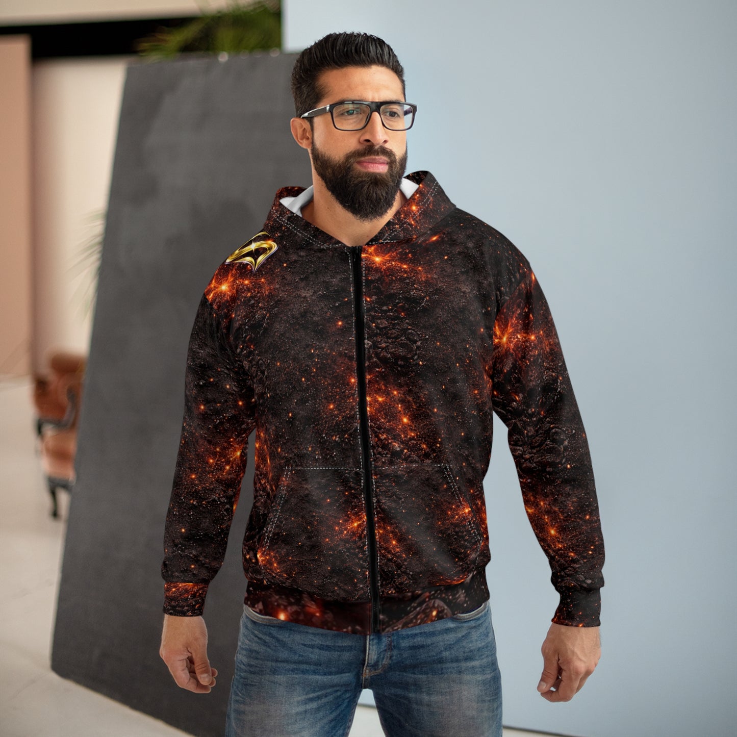 SPIRYLIT "Molten Core" Unisex Zip-Up Hoodie | Magma Ember Edition